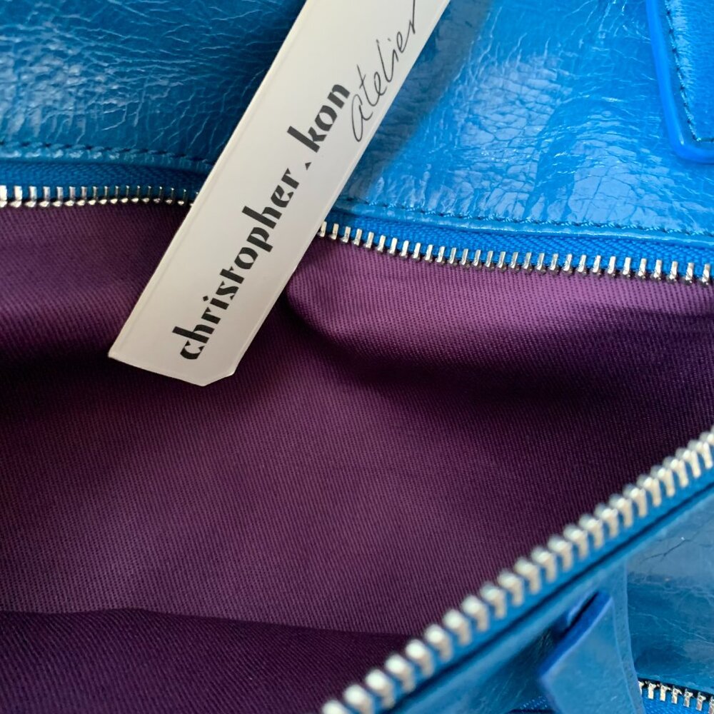 CHRISTOPHER KON ATELIER BRIGHT BLUE BAG TOTE LEATHER BAG NEW - Picture 12 of 16